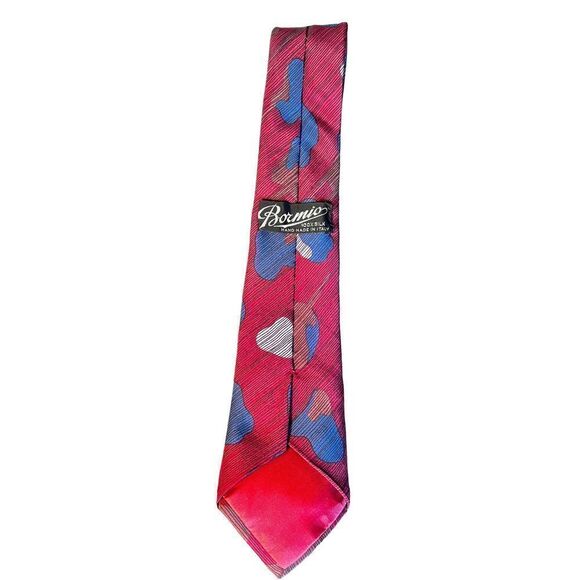 Vintage Bormio 100% Silk Italian Tie Abstract Geometric Print - Picture 2 of 7